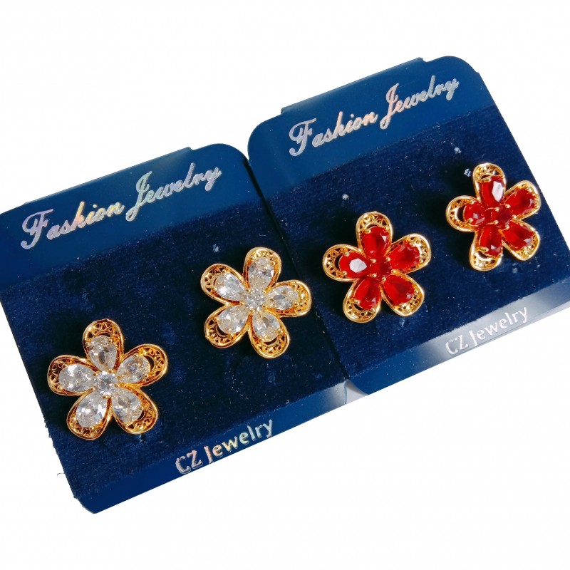 AD Earring Floral with Golden border