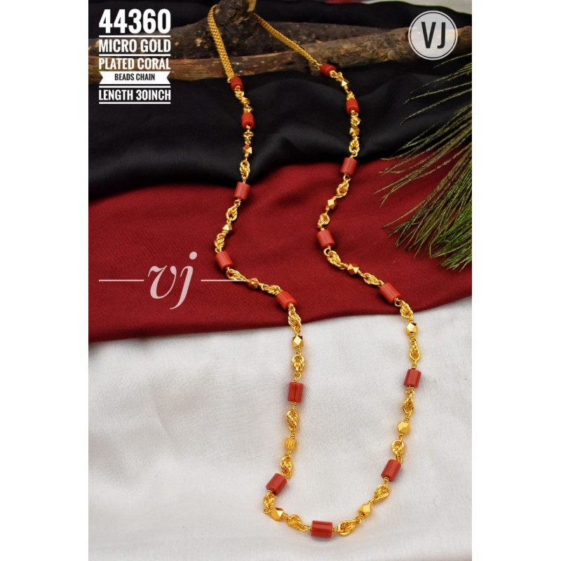 coral beads gold chain