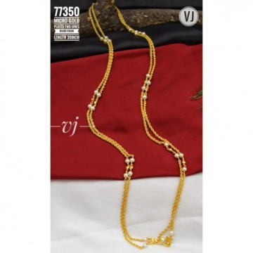  VJ Micro Gold Plated Two Lines Beads Chain Length 30 Inch