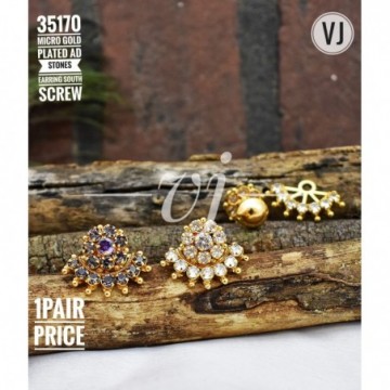  VJ Micro Gold Plated AD Stones Earring South Screw-s2