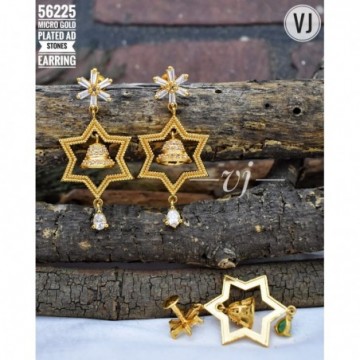  VJ Micro Gold Plated AD Stones Earrings South Screw