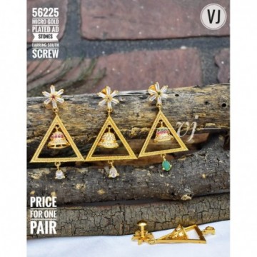 VJ Micro Gold Plated AD Stones Earrings South Screw-s2