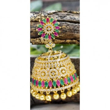 Gold Finished AD Stones Jhumki