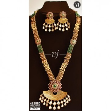 VJ Kundan Jewellery Matte Finished Long Set