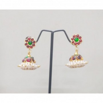 Bharathanatyam and Kuchipudi Metal Gold Plated JhumkiEarrings For Women_Style1