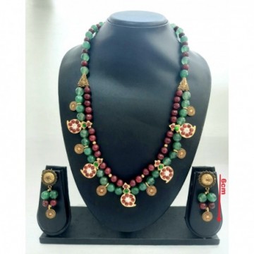 Beautiful Hand Made Traditional Two Lines Beads Necklace Set