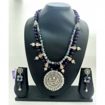 Purple Beads Hand Made Necklace Set