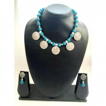Blue Beads Hand Made Beautiful Necklace Set