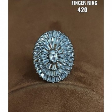 ZEELLO FINGER RING CZ STONES SILVER POLISHED