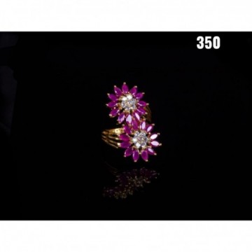 ZEELLO FINGER RING CZ STONES GOLD POLISHED