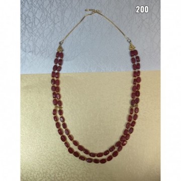 ZELLO MAROON BEADS NECKLACE WITH CZ STONES