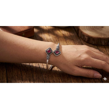 Oxidized silver polish adjustable bracelet in 6 colours