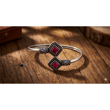 Oxidized silver polish adjustable bracelet in 6 colours