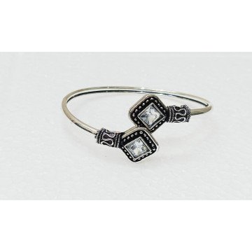 Oxidized silver polish adjustable bracelet in 6 colours