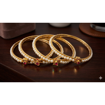 Pearl bangles adjustable (set of 4)