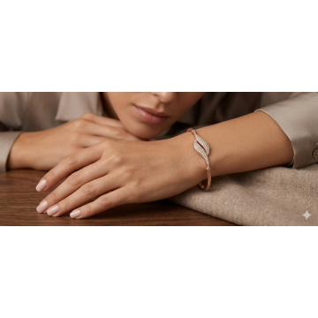 CZ rose-gold trendy openable bracelet