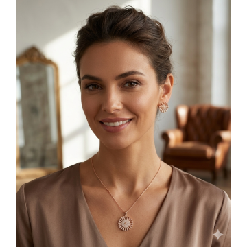 Rose-gold pendant earrings with chain
