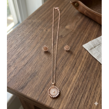 Rose-gold pendant earrings with chain