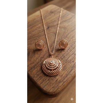 Rose-gold pendant earrings with chain