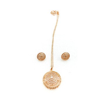 Rose-gold pendant earrings with chain