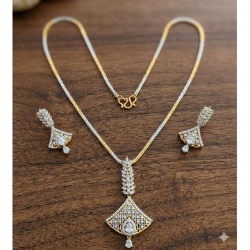 CZ pendant set chain in ganga-jamuna polish