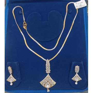 CZ pendant set chain in ganga-jamuna polish