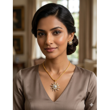 CZ pendant earrings chain
